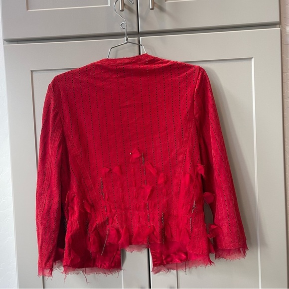 Royal Underground Red Suede Leather Chain Goth Grunge Designer XS Punk Jacket - Picture 8 of 8